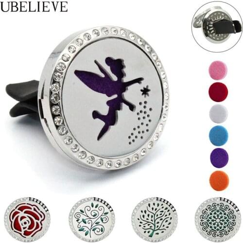 UBELIEVE Newest 30mm Aromatherpay Car Diffuser Vent Clip With Crystal Fashion Essential Oil Perfume Locket For Vent Clip