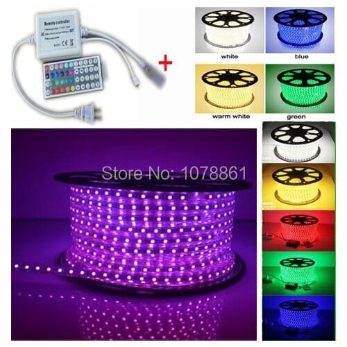 Waterproof LED Strip 5050 fiexible light 60Led/m,100m/lot AC:110V,220V,White,Red,Green,Blue,Yellow,RGB + 44key RF RGB controller