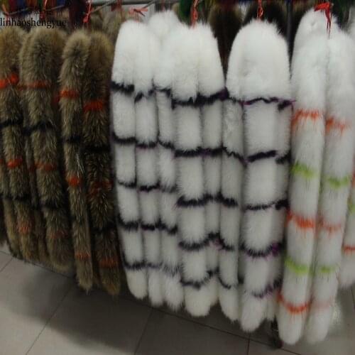 Linhaoshengyue 80cm Long Real Raccoon Fur Collar