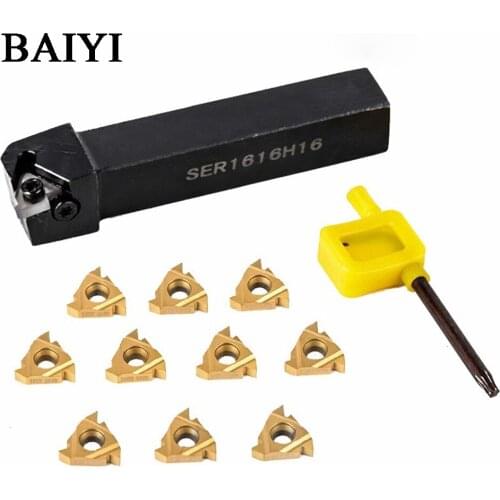 1pc SER1616H16 CNC External thread Turning tool rod+10pcs 16ER AG60 US735 CNC Thread cutting toolsprecision instrument tool
