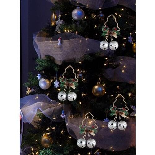 Christmas Bells Door Hanger Christmas Decoration Rustic Iron Bell Christmas Tree Hanging 2022 New Year Party Holiday Decor 1pcs