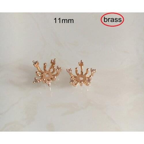 20 pcs -Brass Casting Filigree Stamen 11mm Gold-color With Clear Crystal Zircon,Brass Pistil Bead Caps Jewelry Supplies -M