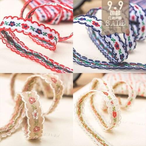 4 yards/length High Quality 1.2cm Micro Three-dimensional Pastoral Small Floral Embroidery Ethnic Style Webbing Lace
