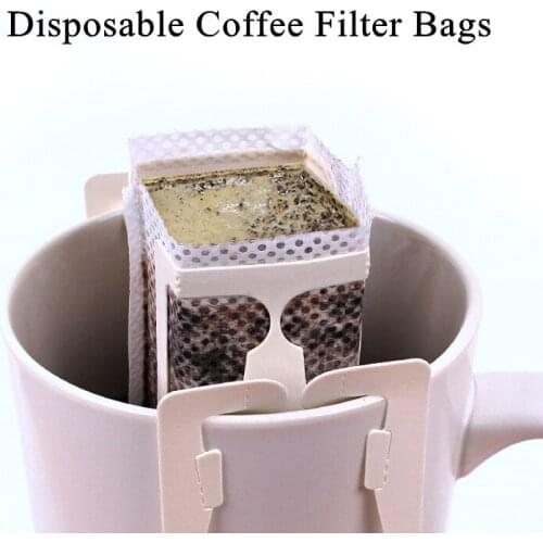 50pcs/Bag Disposable Coffee Filter Bags Home Office Travel Hanging Ear Style Coffee Filter Paper Brew Espresso Coffee and Tea
