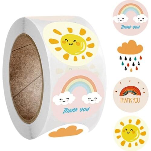 500pcs Water Color Thank You Stickers Roll Seal Labels 1 Inch Color Labels For Business Sticker Wedding decoration baby shower