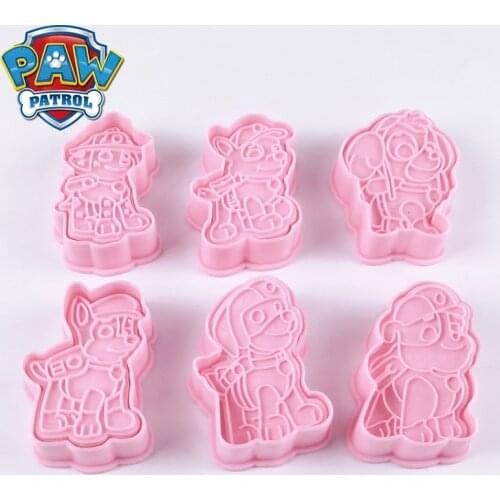 6pcs SPIN MASTER Paw Patrol Cookie Mold Chase Marshall Skye 3D Cartoon Modeling DIY Cookie Cutter Set Plastic Pressing Model