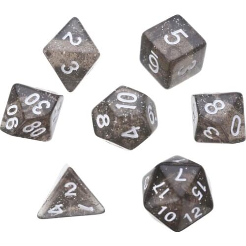 7x/lot Dices Black Translucent Polyhedral Dices With Bag Set For Role Playing Games D4-D20 Poker Bar Party Tools