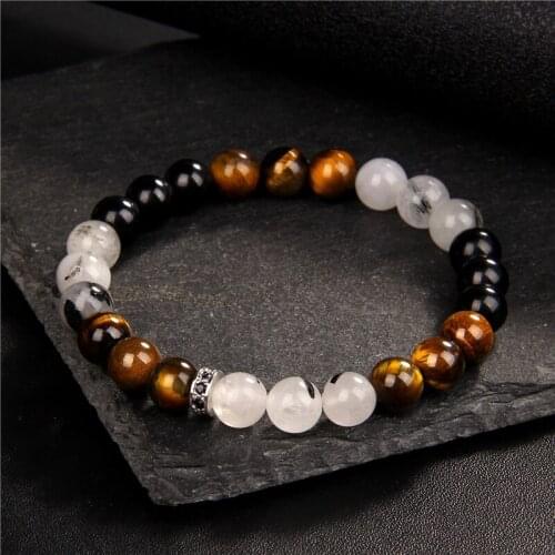 Tiger Eye Bracelets For Men Women Striped Agates Prehnites Labradorite Quartzs Rutilated Garnet Natural Stone Bracelet Jewelry