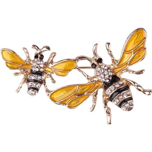 Antique Classic Bee Brooch Enamel Glaze Corsage Decoration Insect Badge Rhinestone Antique Honeybee Animal Pin Buckle