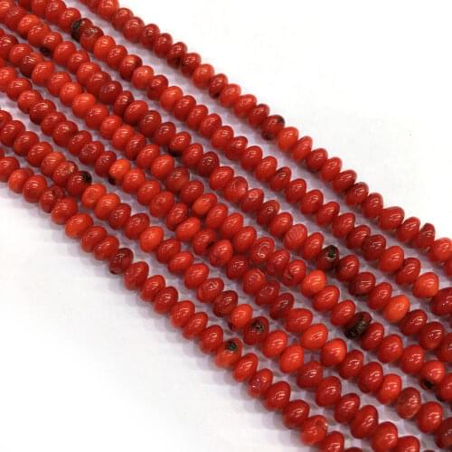 Natural Stone Red Coral Beads Abacus 38cm Punch Loose Isolation Beads for Jewelry Making DIY Charm Bracelet Necklace Accessories