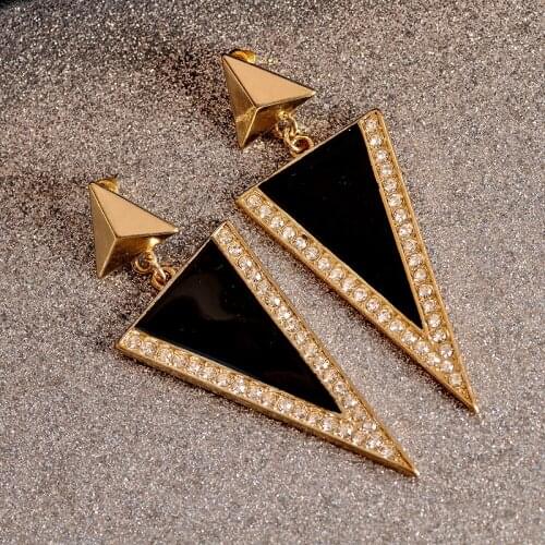 Black Triangle Long Dangle Earring for Women Punk Fashion Gift Ladies Accessories Pendant Earrings Korean Earrings 2021