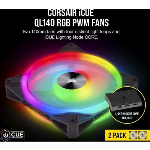 Corsair FAN QL Series QL140 RGB, 140mm RGB LED Fan Black/White Color New and Original
