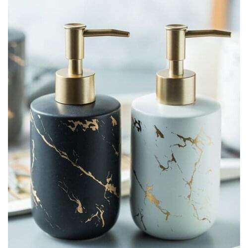 Bathroom Soap Dispenser Ceramic Storage Empty Bottle with Pump for Hand Sanitizer Lotion Cosmetic Shampoo Refillable Containers