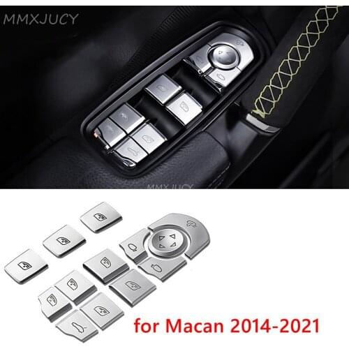 For Porsche Macan 2015 2016-2021 Panamera Cayenne ABS Silver Window Door Lock Control Decoration
