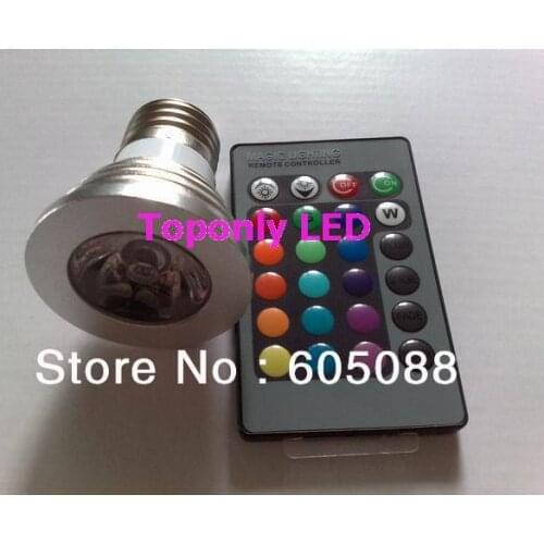 E27 3w rgb led spot light with 16 colors changing type+IR remote control,30pcs/lot wholesale&retail,fedex dhl ems free shipping