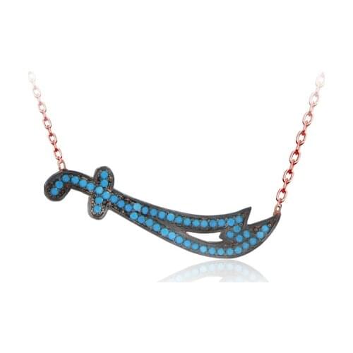 Hot Sale Love Trendy 925 Silver Sword Turkish Jewelry Zircon Fashion Evil Eye Necklace For Women Valentines Day Luxury Designer