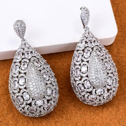 JIMBORA Angle Wings Earrings Cubic Zirconia Brand Square Shape Pendant Earrings Nigerian Indian African Women Original Design