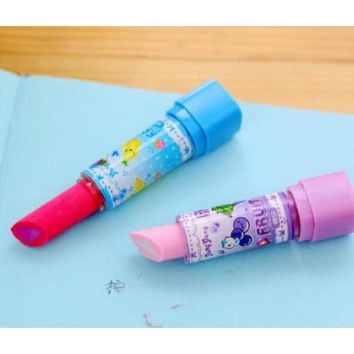 Party Favors 2pcs/pack New creative school supplies primary school cartoon fruit lipstick styling eraser