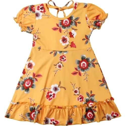 Citgeett Summer Toddler Kid Baby Girls Floral Summer Short Sleeve Party Pageant Dress Casual Clothes