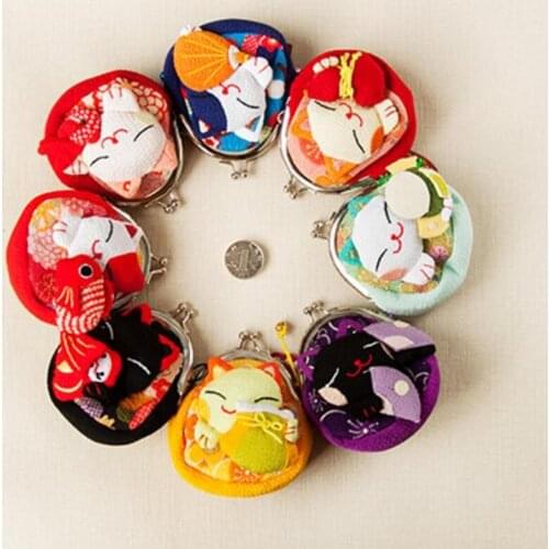 M170 New Lovely Women Purse Lucky Cat A Variety Of Image Zero Wallet Cloth Coin Purses Canvas Bag Women Student Gift Wholesale