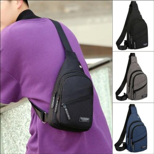 Mens Shoulder Bag Sling Chest Pack Canvas USB Charging Sports Crossbody Handbag