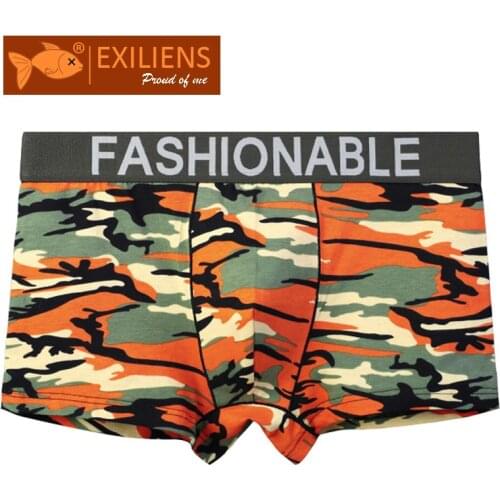 EXILIENS New Men Underwear Boxer Para Hombre Cotton Mens Boxers Camouflage Cuecas Masculina Boxershorts Man Panties Size L-3XL