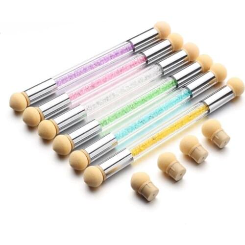 Glitter Powder Picking Dotting Gradient Pen Brush + 6pcs Sponge Nail Art Tools Nail Art Tools Set Dropshipping #F