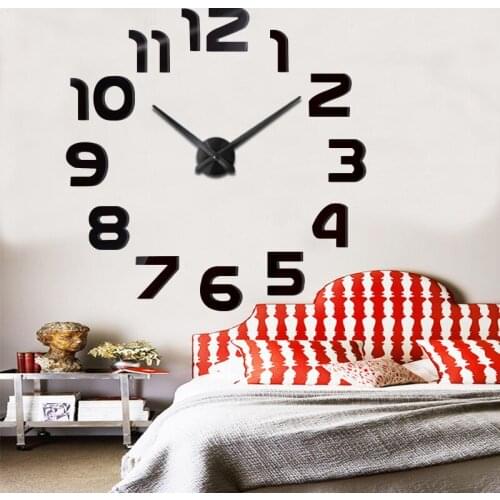 2019 New 3D DIY EVA Wall Sticker Acrylic Mirror Wall Clocks for Living Room Home Hotel Decor Quartz Needle Free Christmas Cap
