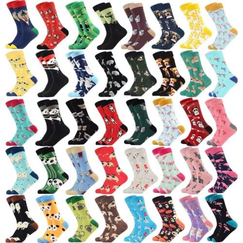 Wholesale Colorful Womens Cute Socks Cartoon Pure Cotton New Happy Funny Socks Men Summer Fruit Animals Socks Christmas Gift