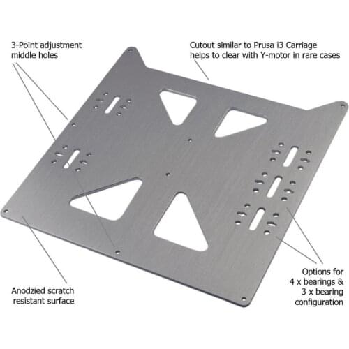 New Aluminum Y Carriage Anodized Plate Silver Black Upgrade V2 for Prusa i3 RepRap DIY 3D Printer parts
