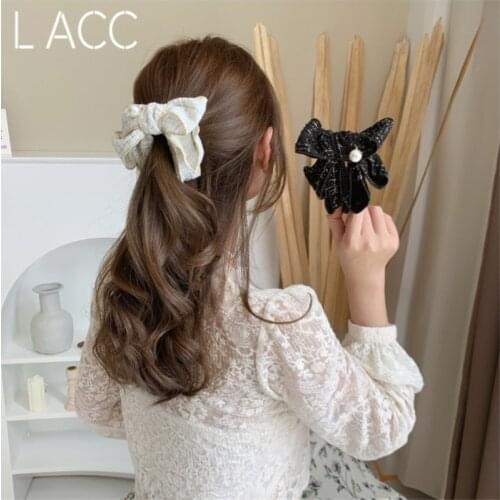 New sweet Japanese plaid big bow banana clip, vertical clip ponytail clip, hair clip, hair accessories, headdress women