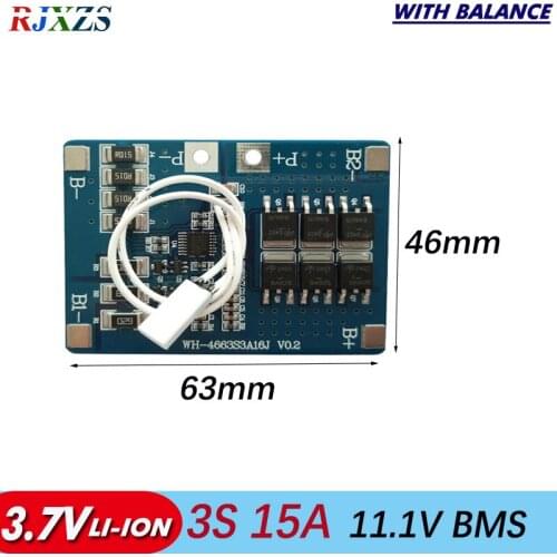 BMS 3S 15A Li-ion BMS 11.1V Battery Protection Board PCM for 3s Lithium Ion battery electric device vehicles