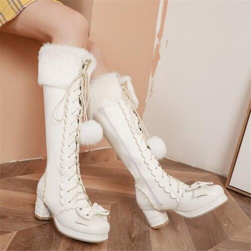 Plush Snow Boots Women Winter Shoes Knee The High Boots Warm Women Boots Platform Shoes With Fur Large Size 43