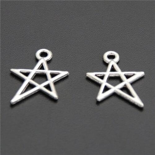 50pcs Zinc Alloy Silver Color Five-pointed Star Charm Irregular Pendant Fit DIY Necklace A2611