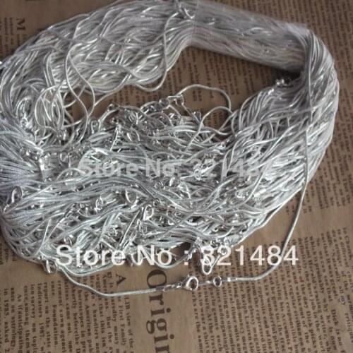 Silver plated 100piece 16'' jewelry necklace chains bulk snake link chains with lobster clasp