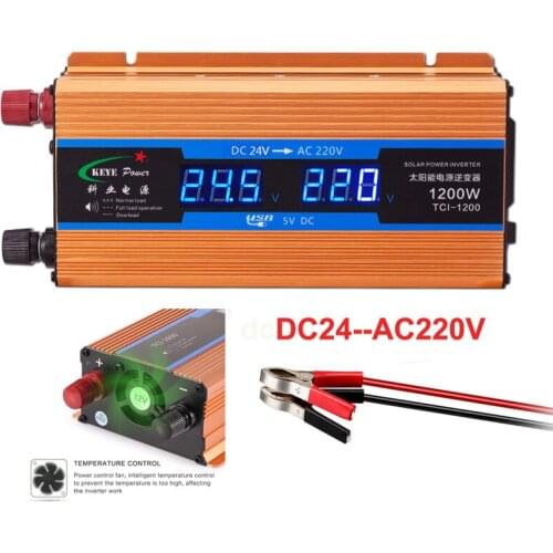 1200W Car inverter Power Voltage Converter 24v to 220v Car Charger Volts display Output 50Hz Inverter Power