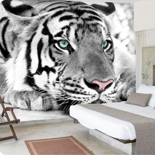 Dropship Custom 3D Photo Wallpaper Black White Animal Tiger Wall Painting Living Room Murals Bedroom Wallpaper Nordic Wallpaper