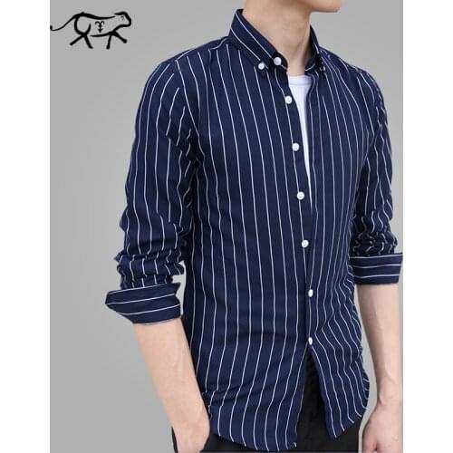 New Brand Shirts Men Casual Fashion Striped Long Sleeve Mens Shirt Slim Fit Cotton Spring Autumn Suit Formal Blouse for Man 3XL