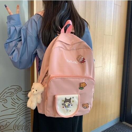 Lovely Multifunctional Backpack Teenage Girl Portable Travel Bag Waterproof Nylon Female Small Schoolbag Badge Women Backpacks