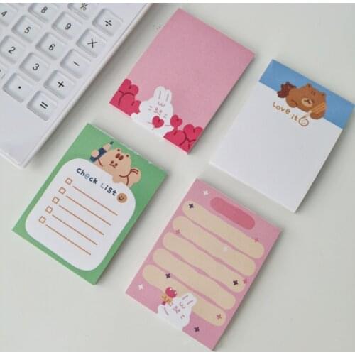 Cartoon Cute Bear Rabbit Squirrel Memo Pad Student Creative Diy Message Note Paper Kawaii Stationery To Do List Planner Stickers