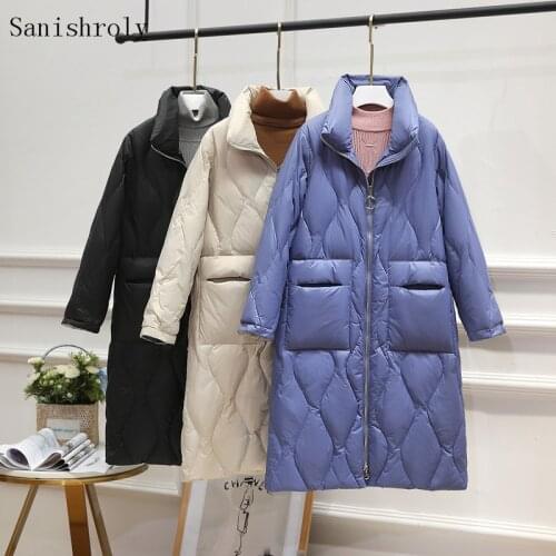 Sanishroly 2020 New Women Winter Coat Casual Warm Thicken White Duck Down Jacket Parka Ladies Long Outwears Tops Plus Size S1033