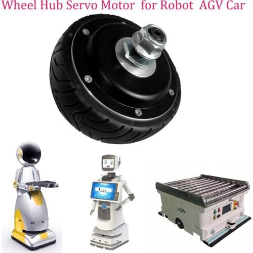 Brand New 24VDC 100W 108mm 4" Wheel Hub Servo Motor with Single Shaft ,Max. 600rpm Hub motor with Brake for Robot AGV Car