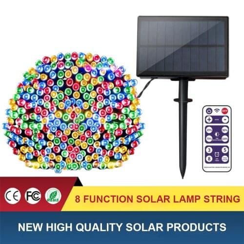 Smart New Remote Control Solar LED Outdoor IP65 Waterproof Garden Courtyard Decoration Christmas Celebration Star String Lights