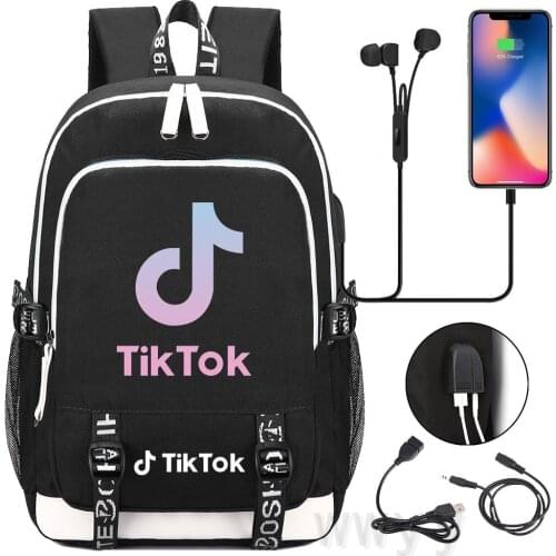 Mens Women TIK TOK Waterproof Teenager BackPack USB Charging Capacity Travel Laptop School Bags