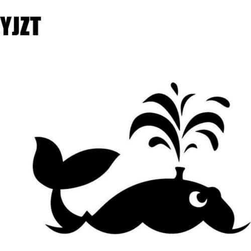 YJZT 15cm*10.4cm Cartoon Fun WHALE Fountain Splash Vinyl Car Sticker Decoration Decal Black Silver C11-0443