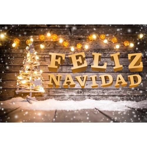 Merry Christmas tree light background High quality Computer print party backdrop FELIZ NAVIDAD photocall
