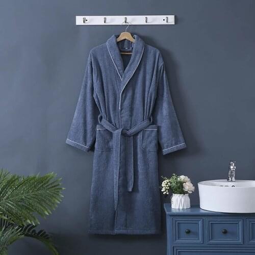 Terry Towel Bathrobe Sleepwear Robe Women Mens Long Bath Robes Couples Dressing Gown Sleep Gown 100% Cotton Terry Robe Kimono