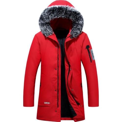 Winter 2020 Korean version of the trendy white duck down jacket mens mid-length hooded winter jacket