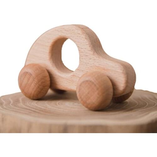 1Pcs Baby Wooden Car Cartoon Educational Montessori Toys For Children Toys Beech Wooden Blocks Teething Baby Teethers
