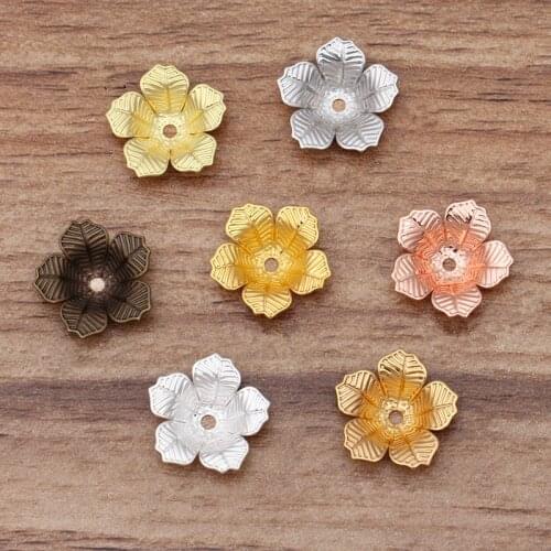 100pcs 16x4mm Flowers Bead Caps Metal Brass Filigree Flowers Tray DIY Accessories For Jewelry Making